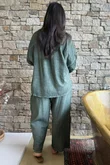 Loom & Thread Pin Tuck Blouse Washed Moss /40=